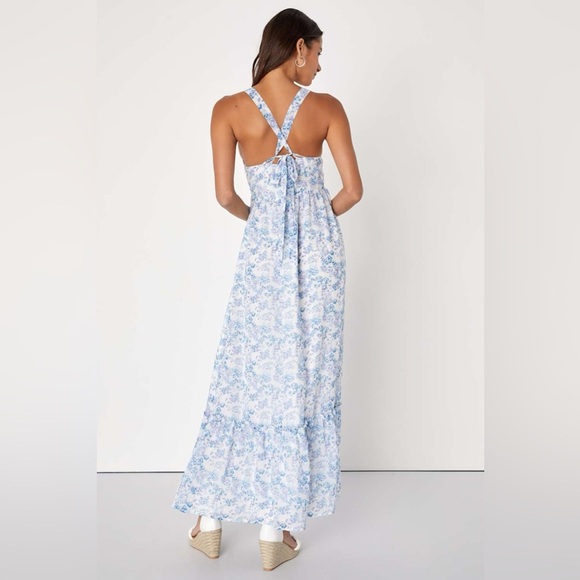 LULU’S My Love Story White Floral Print Tie-Back Maxi Dress - Picture 8 of 10